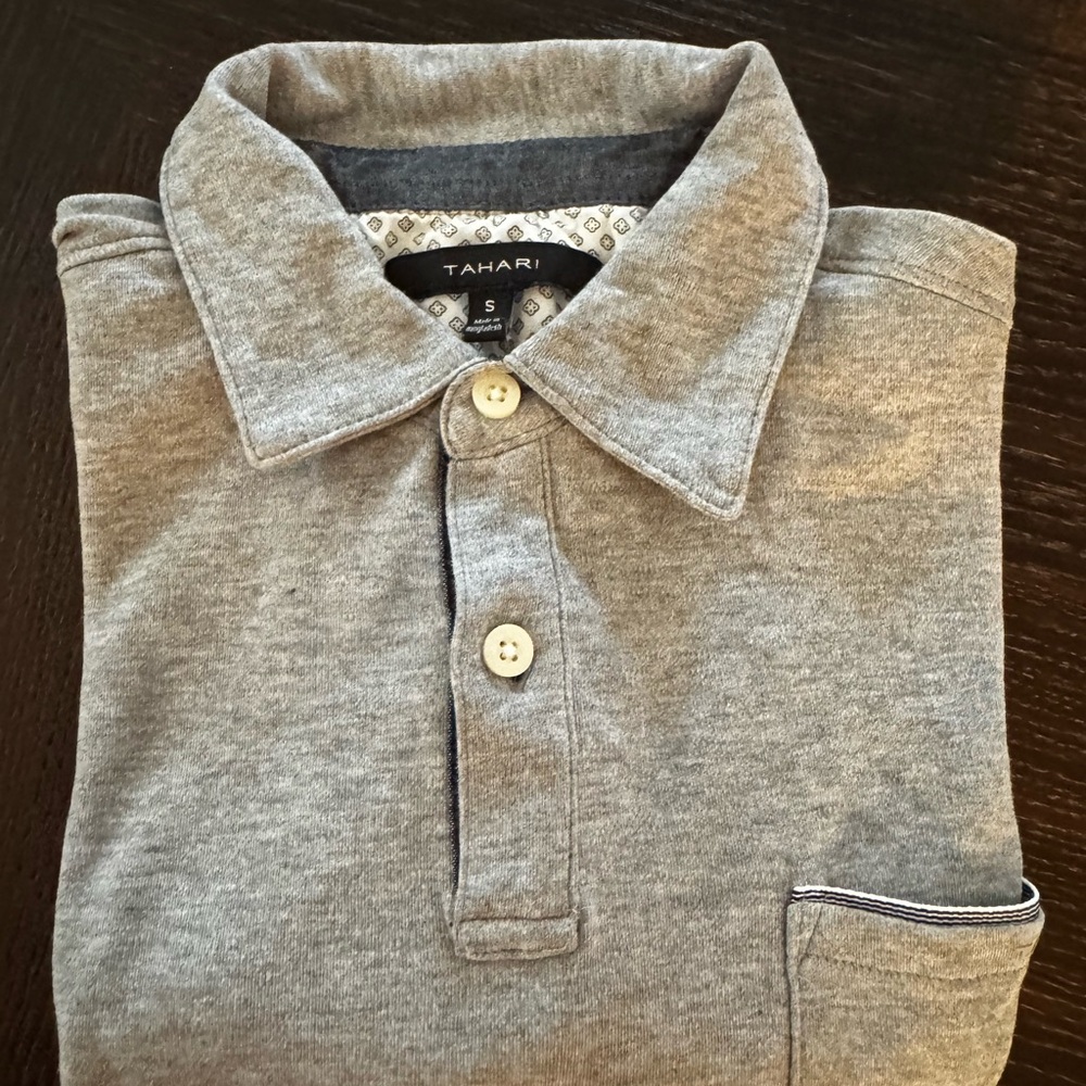 Tahari Gray Casual Button Down Shirt